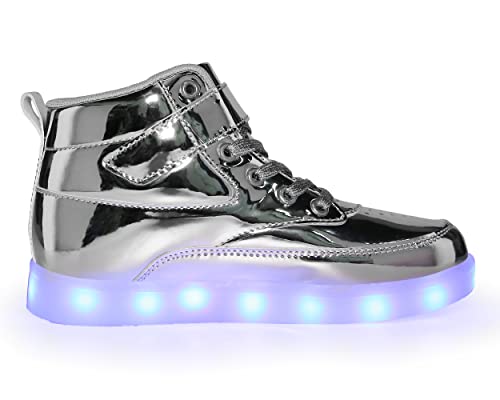 Voovix LED Zapatos con Mando a Distancia para Niños y Niñas(Plateado,35