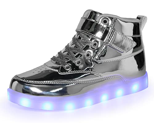 Voovix LED Zapatos con Mando a Distancia para Niños y Niñas(Plateado,35