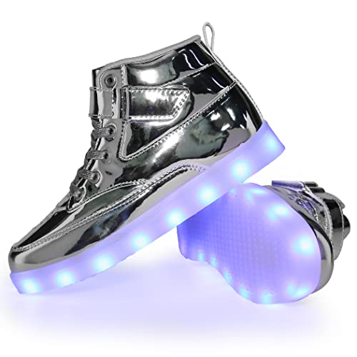 Voovix LED Zapatos con Mando a Distancia para Niños y Niñas(Plateado,35