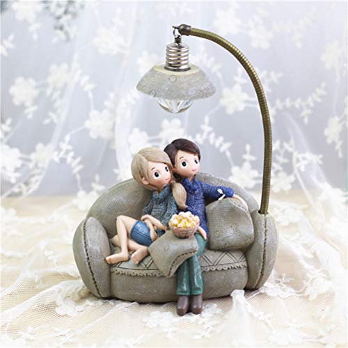 Vosarea Mini pareja de resina Stting in Sofa con lámpara de salón o dormitorio, decoración para los enamorados de la casa, San Valentín 's Day Gift (A)