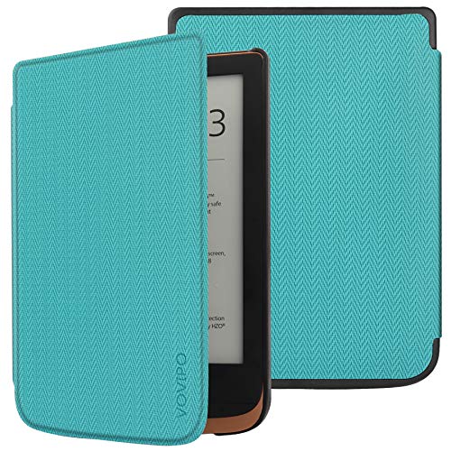 VOVIPO Funda rígida para Pocketbook Touch HD 3, Touch Lux 5, Touch Lux 4, Basic Lux 2 E-Reader - Funda de piel sintética ligera con función de encendido y apagado automático