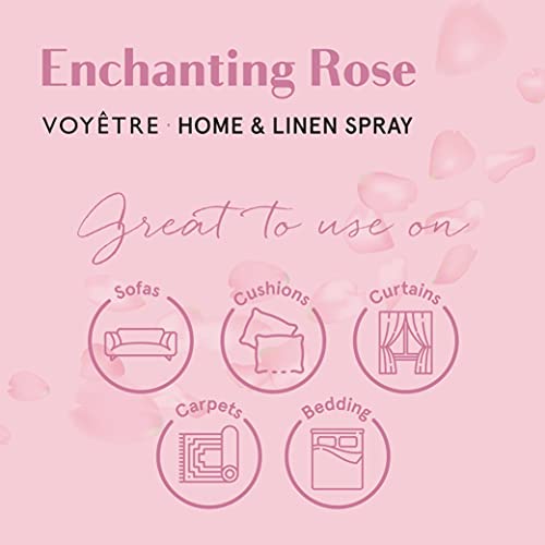 Voyetre Home & Linen Spray - Vegano, derivado natural, no probado en animales, fórmula biodegradable, 250 ml (rosa encantadora)