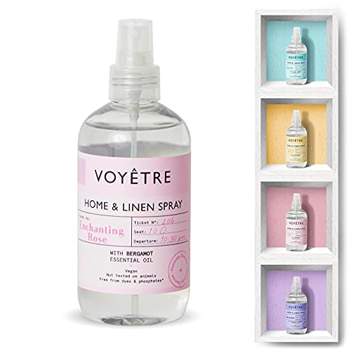 Voyetre Home & Linen Spray - Vegano, derivado natural, no probado en animales, fórmula biodegradable, 250 ml (rosa encantadora)