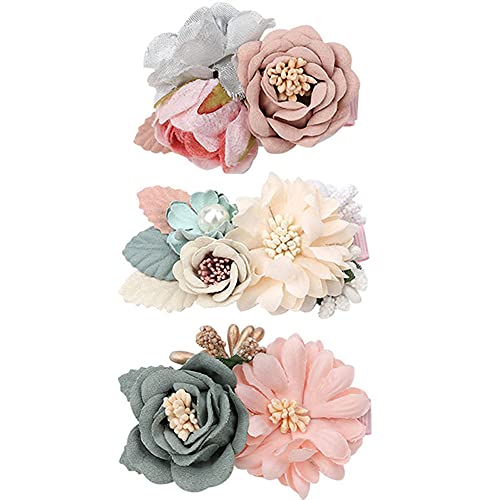 VUCDXOP Clips de Pelo de Flor, 3 Piezas Flor Artificial Clip de Pelo Pinzas de Flores Horquillas de Pelo Horquillas para el Pelo para niñas, diseño de Flores para Mujeres Niñas