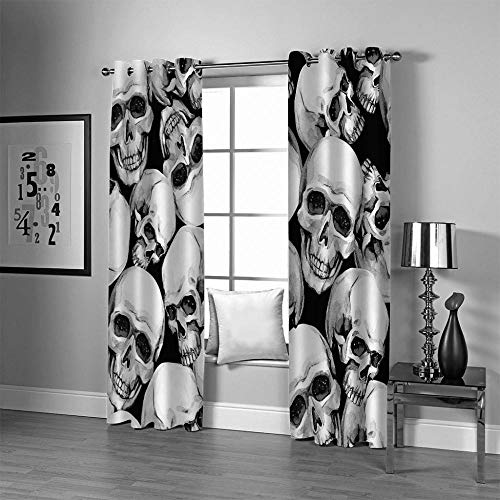 WAFJJ Cortinas Opacas Horror y Calavera para Habitación con Ojales, Top Calitad Visillos para Salón Dormitorio Tamaño:2x117x138cm(An x Al)