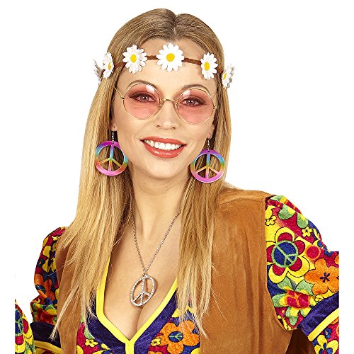 WIDMANN 95718 ? Hippie Juego Flor de Pelo, Pendientes y Gafas