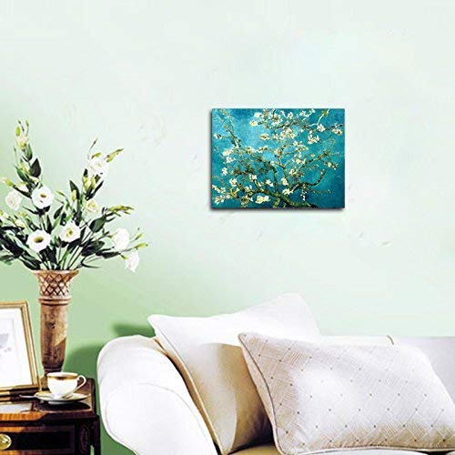 Wieco Art – Lienzo con diseño de Flores de Almendra y Flores de Van Gogh Famosas Pinturas al óleo, reproducciones de Flores en Lienzo, Listo para Colgar para Decorar el Dormitorio o el hogar