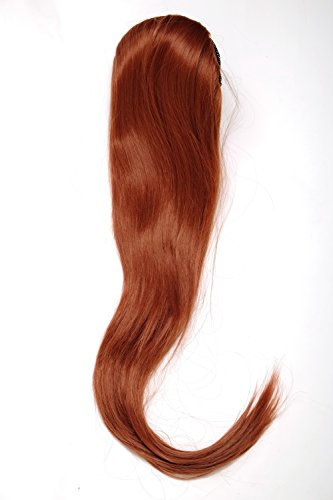 WIG ME UP- Extensión de pelo voluminosa lisa coleta clip tipo mariposa pequeño elástico pelo aprox. 60 cm rojo cobrizo WK06-350