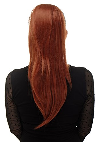 WIG ME UP- Extensión de pelo voluminosa lisa coleta clip tipo mariposa pequeño elástico pelo aprox. 60 cm rojo cobrizo WK06-350