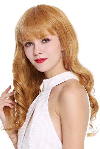 WIG ME UP - TML0511-2744 Peluca mujer largo ondulado flequillo rubio cobre