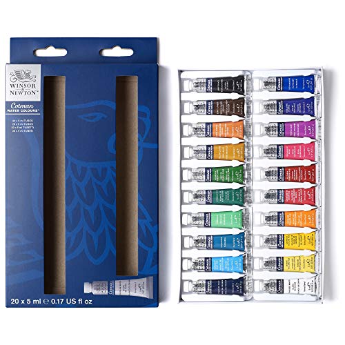 Winsor & Newton acuarela Cotman - Set de iniciación a la acuarela, 20 colores de 5 ml