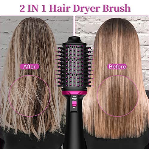 Wirhaut Cepillo Alisador Pelo, One Step Hair Dryer ,2 en 1 Multifuncional Cepillo Secador de Pelo Iónico Negativos, Cepillo Secador de Pelo Secador Moldeador Rizador y Plancha 3 Modos(Negro)