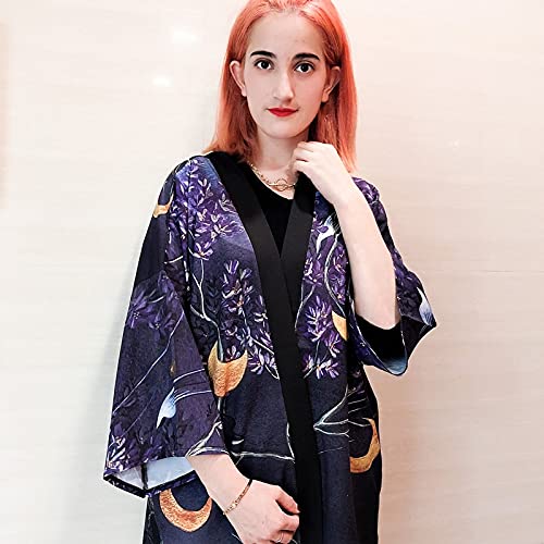 WJCRYPD Kimono japonés Mujeres Cardigan Femenino Japonés Japón Camisa de Estilo Dragon Ropa Horari de Mujer Top Kimono japonés (Color : 1, Size : One Size)