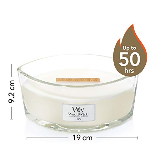 Woodwick Ellipse Vela Aromática, Blanco (Linen), 453g