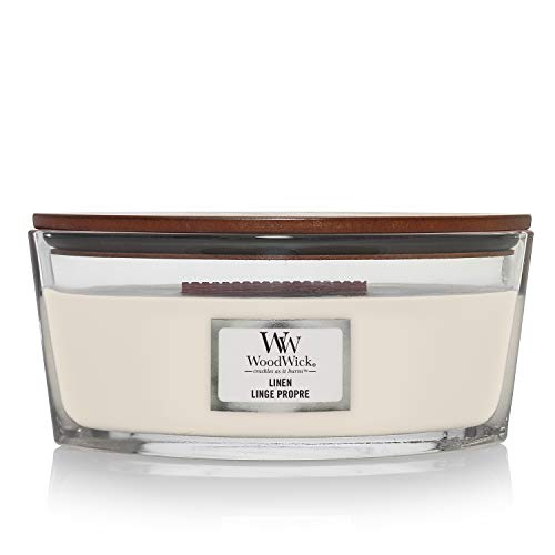 Woodwick Ellipse Vela Aromática, Blanco (Linen), 453g