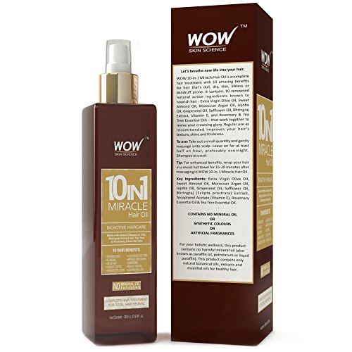 WOW Aceite para el cabello Active Miracle 10 en 1, sin parabenos ni aceites minerales, 200 ml