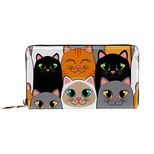 XCNGG Cartera de Cuero Un Grupo de Carteras para Gatos Portatarjetas Clutch con Muchos Bolsillos para Mujeres Hombres Niñas Niños Cartera pequeña y compacta Plegable