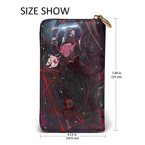 XCNGG Sword Art Online Cartera con bloqueo Carteras de cuero genuino Cartera con doble cremallera Organizador Bolso de mano Titular de la tarjeta de crédito Monedero de gran capacidad Bolso para teléf