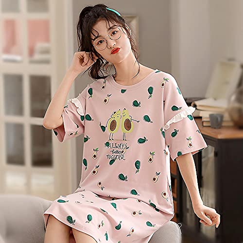 XFLOWR Chemise de Nuit Loungewear Couple Pyjama Ensemble D'été 100% Coton Femmes Vêtements De Nuit Robe De Nuit Hommes À Manches Courtes L TSM2081W