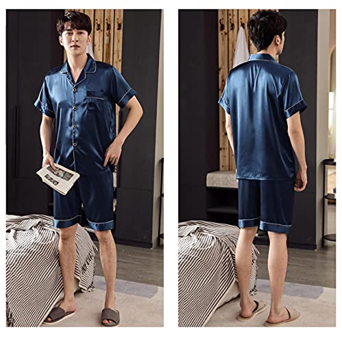 XFLOWR Chemise de Nuit vêtements de Nuit été Hommes Pyjamas Ensemble Polyester Homme vêtements de Nuit à Manches Courtes décontracté Doux Grande Taille Hommes tricots L MDF374