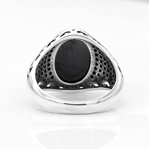 XIXINYA Anillo de los Hombres de Plata 925 con Anillo de Zirconia cúbico Negro, Adecuado for Joyas turcas Masculinas y Femeninas (Gem Color : Rouge, Ring Size : 6)