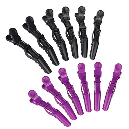 Xrten 12 Pcs Pinzas para el Cabello, Clips Peluquería de Pelo, Cocodrilo Pinzas para el Cabello para Marcar, Peinar, Planchar el Pelo