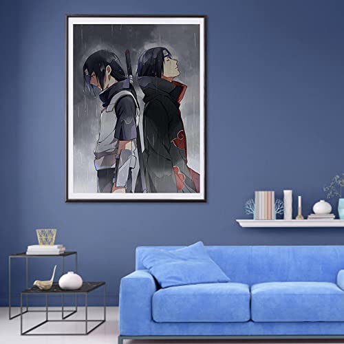 YICHEN DIY 5D Pintura Diamantes Kits Diamante Cruz Bordado Kit Completo Diamond Painting Kit-Uchiha Itachi Et Uchiha Sasuke Punto de Cruz para la Decoración de la Pared, Tamaño 30x40cm