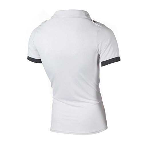 Yvelands Liquidación Barata! Personalidad Casual Slim Manga Corta Alfabeto impresión Solapa Camiseta Tops sólida Manga Corta Camiseta, (Blanco, M)