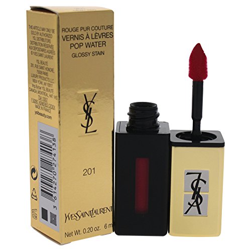 Yves Saint Laurent Rouge Pur Couture Pop Water Glossy Stain 201-Dewy Red Pintalabios - 6 ml (W-C-11440)