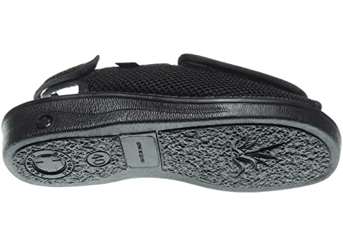 Zapatillas Rejilla Nailon en Ancho Especial y Punta Abierta para Mujer. Marca CELIARUIZ 208. Tratamiento Antibacteriano Sanitized. Ajuste con Velcro. Negro Talla 37