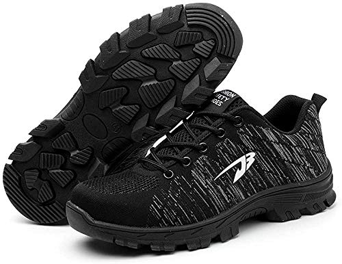 Zapatos de Seguridad para Hombres Zapatos de Acero con Punta de Seguridad,Zapatillas Deportivas Ligeras e Industriales Transpirables, Negro 46EU 280