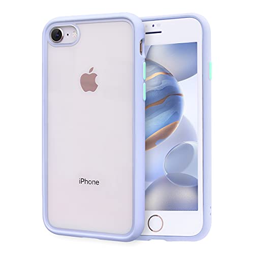 ZELAXY Funda Transparente para iPhone SE iPhone 7 iPhone 8 (+ Protector de Pantalla) – Carcasa Trasera Bumper Antigolpes Arañazos– con Bordes de Silicona – no amarillea TPU PC – Lila