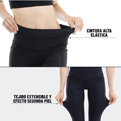 ZENACROSS Leggins Deportivos Mujer - Azul L - Squat proof - Fitness, Yoga, Correr, Running, Workout - Pantalones Deportivos, Push y Goma elástica en la cintura - Mallas deporte Mujer con bolsillos