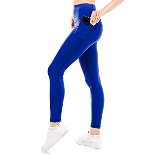 ZENACROSS Leggins Deportivos Mujer - Azul L - Squat proof - Fitness, Yoga, Correr, Running, Workout - Pantalones Deportivos, Push y Goma elástica en la cintura - Mallas deporte Mujer con bolsillos