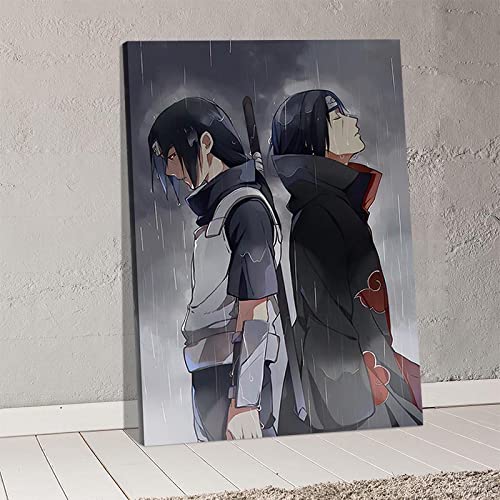 Zhangqicc Sasuke - Póster impreso sobre lienzo para decoración de sala de estar, 40 x 60 cm, enmarcado