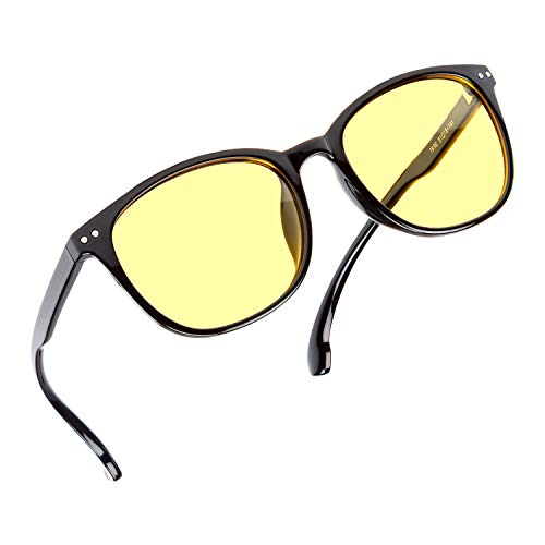 ZILLERATE GAFAS DE CONDUCCIÓN NOCTURNA para Hombre y Mujer Lentes Polarizadas que Protegen del Deslumbramiento de los Faros - Lentes HD Vision Tintadas en Amarillo, Montura TR90 Ligera y Cómoda