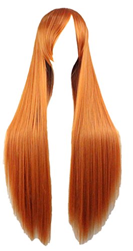 Zinsale 32" larga recta Cosplay pelucas Natural resistente al calor sintético Lolita Anime postizo (Naranja)