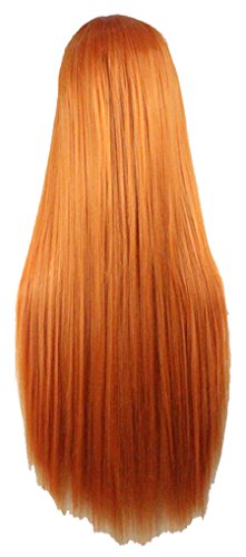 Zinsale 32" larga recta Cosplay pelucas Natural resistente al calor sintético Lolita Anime postizo (Naranja)