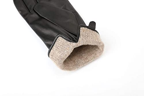 ZLUXURQ Guantes de cachemir de cuero italiano de para mujer