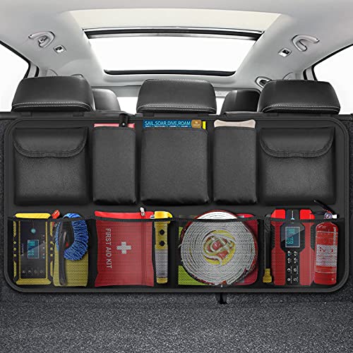 ZOVHYYA Organizador Maletero Coche 9 Pocket Bolsas para Maletero del Coche de Malla Coche Organizador Coche Bolsa con 3 Correas de Ajuste para SUV y Muchos Vehículos