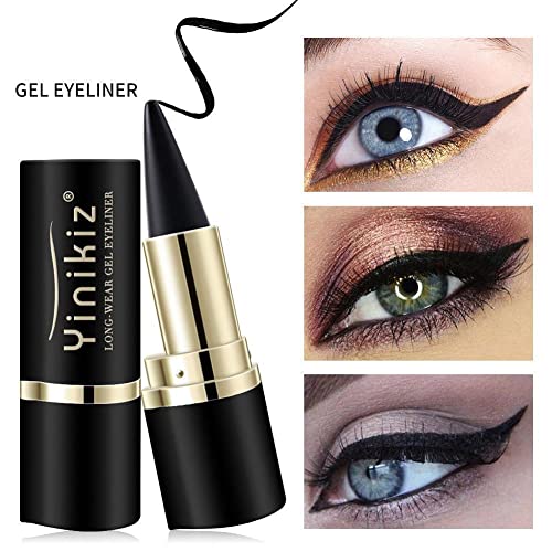 1 lápiz delineador de ojos negro en gel, resistente al agua, de larga duración, de secado rápido, suave, mate, delineador ojos, delineador de ojos de color fácil, lápiz sólido, delineador ojos, gel