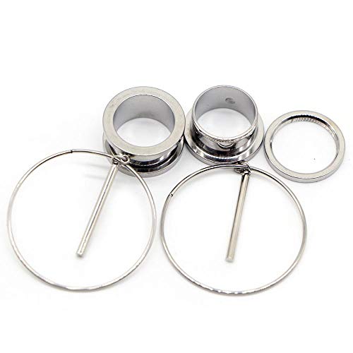 1 par de tapones para los oídos y túneles de acero inoxidable de 6-25 MM, piercing de oreja colgante, expansión, túneles de carne estirada, joyería corporal-Círculo de polos Q_6 mm