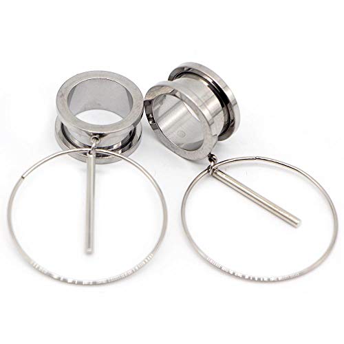 1 par de tapones para los oídos y túneles de acero inoxidable de 6-25 MM, piercing de oreja colgante, expansión, túneles de carne estirada, joyería corporal-Círculo de polos Q_6 mm