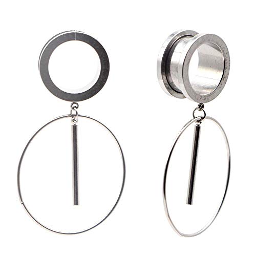 1 par de tapones para los oídos y túneles de acero inoxidable de 6-25 MM, piercing de oreja colgante, expansión, túneles de carne estirada, joyería corporal-Círculo de polos Q_6 mm