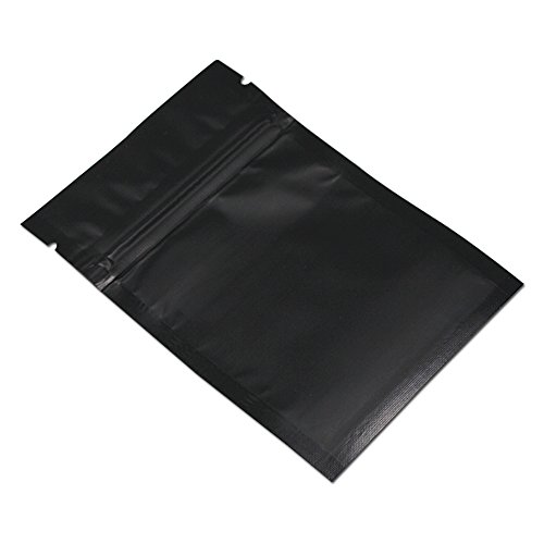 100 Bolsa de Embalaje de Papel de Aluminio Mate Cremallera Café en Polvo Almacenamiento de Té Bolsa de Mylar (negro 7x10cm (2.7x3.9 inch)