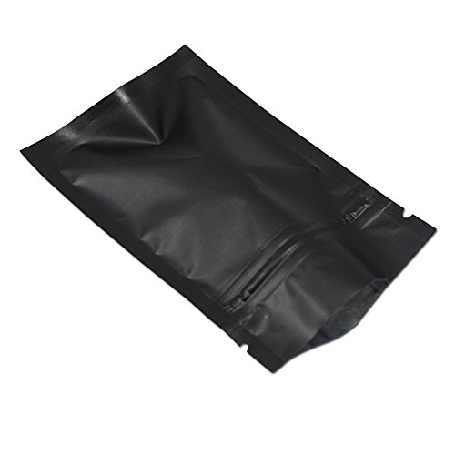 100 Bolsa de Embalaje de Papel de Aluminio Mate Cremallera Café en Polvo Almacenamiento de Té Bolsa de Mylar (negro 7x10cm (2.7x3.9 inch)