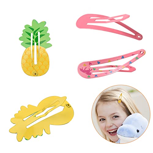 100Pcs Pinza de Pelo Infantiles Multicolor, Clips Pelo Niña Metal Hebillas Pinzas, Pelo Horquillas Diseño de Dibujos Animados Y Fruta Accesorios Cabello para Niñas Infantiles