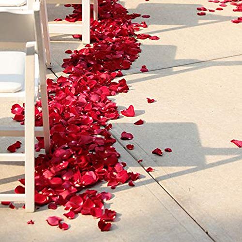 1200 piezas de pétalos de rosa pétalos de flores de seda artificial para mesa de confeti decoración de pétalos de boda para el día de san valentín (1200 piezas de pétalos de rosa (rojo))