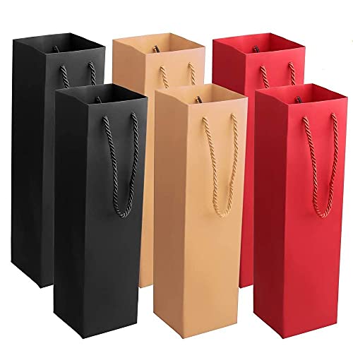 15 Piezas Bolsas de Regalo en Botella, Bolsas de Licor de Vino, Bolsas Champán, Papel Kraft Lujo Bolsas Botellas con Asas de Cuerda para Bodas, Cumpleaños, Fiestas (3 Colores)