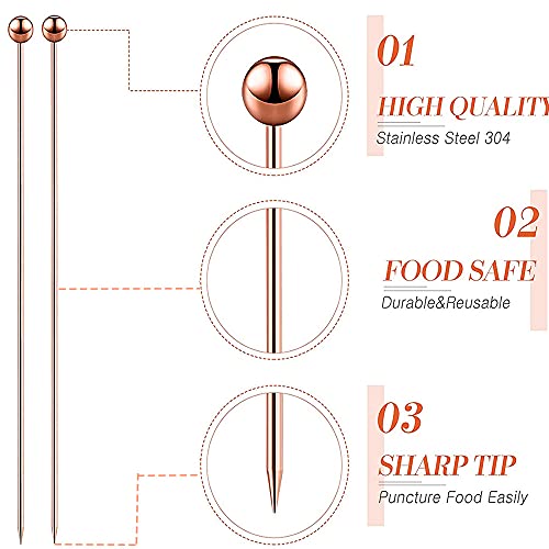 16 Piezas Palillos Cóctel, Palillos Para Cóctel, Frutas Palitos Decorativos, Acero Inoxidable 304 y Reutilizable, Para Aceitunas, Cerezas, Acero Inoxidable Apto Para Alimentos, Cítricos o Frutas